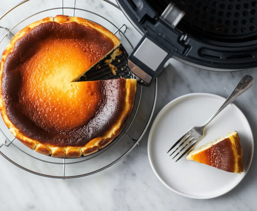 Receita passo a passo de Cheesecake Basco na Airfryer sem segredos