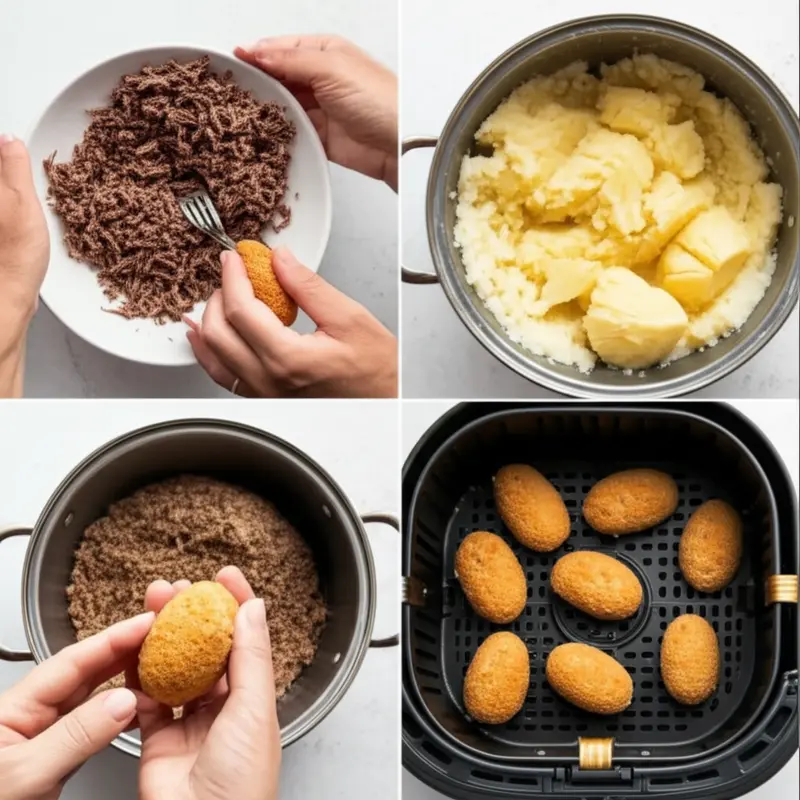 Receita passo a passo do bolinho com carne seca na Airfryer