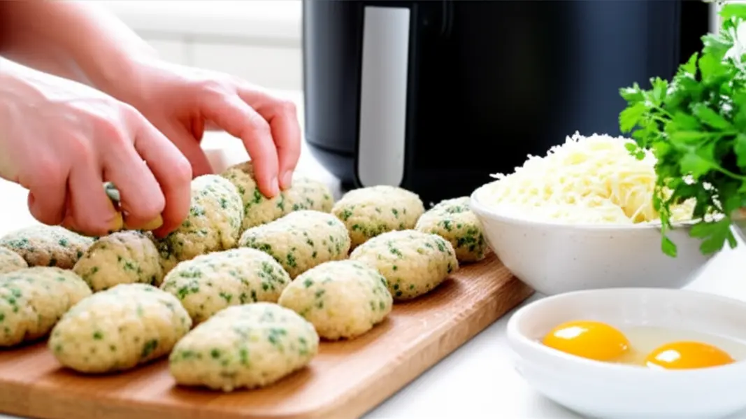 Receita passo a passo bolinho de frango low carb na Airfryer