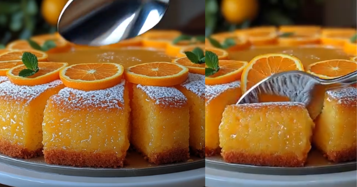 Bolo De Laranja Com Cobertura De Leite Condensado Fofinho, Úmido E Irresistível